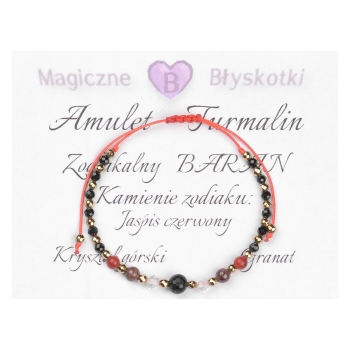 Bransoletka celebrytka TURMALIN + znak zodiaku BARAN zodiak